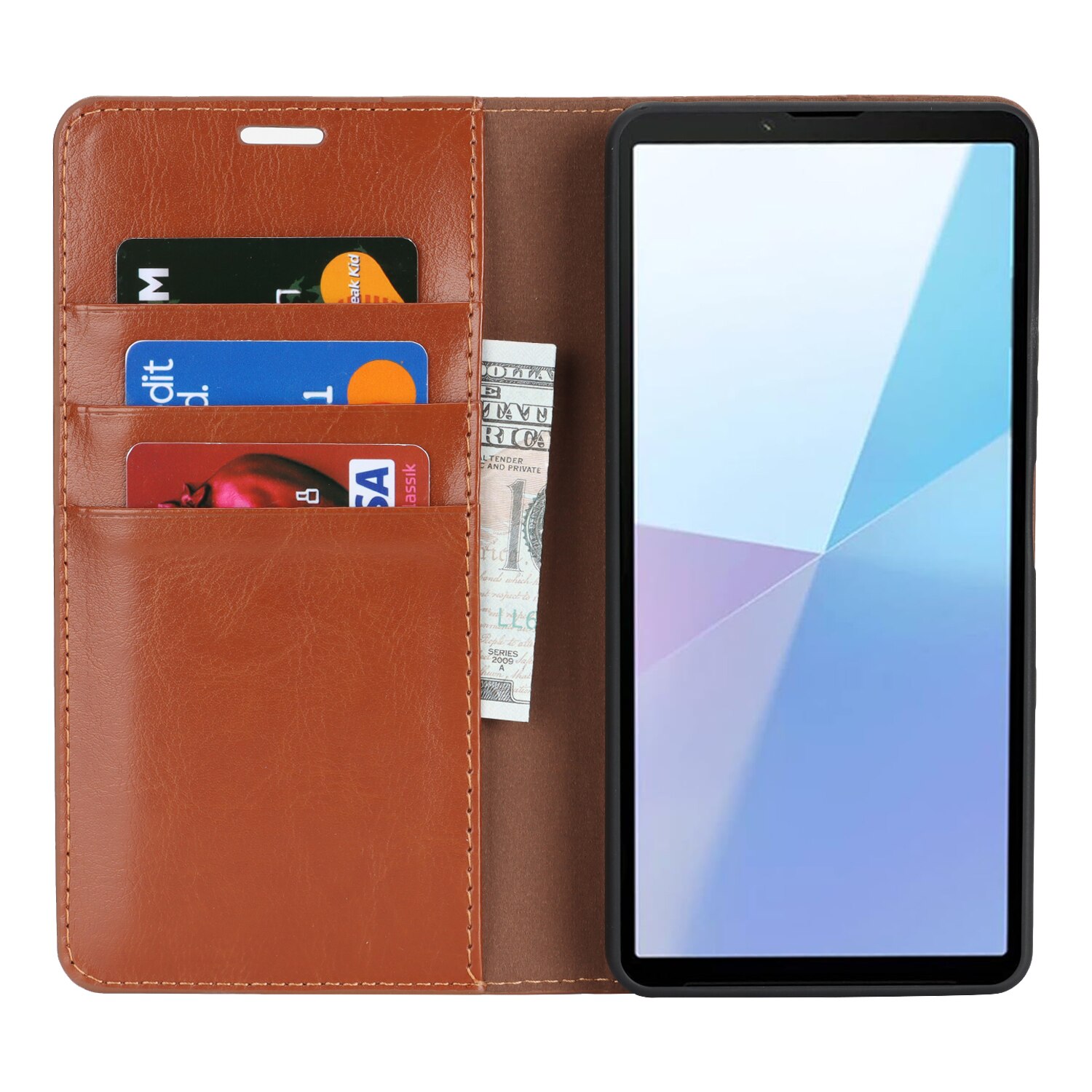 Sony Xperia 10 VII Mobielhoesje Echt Leer Bruin