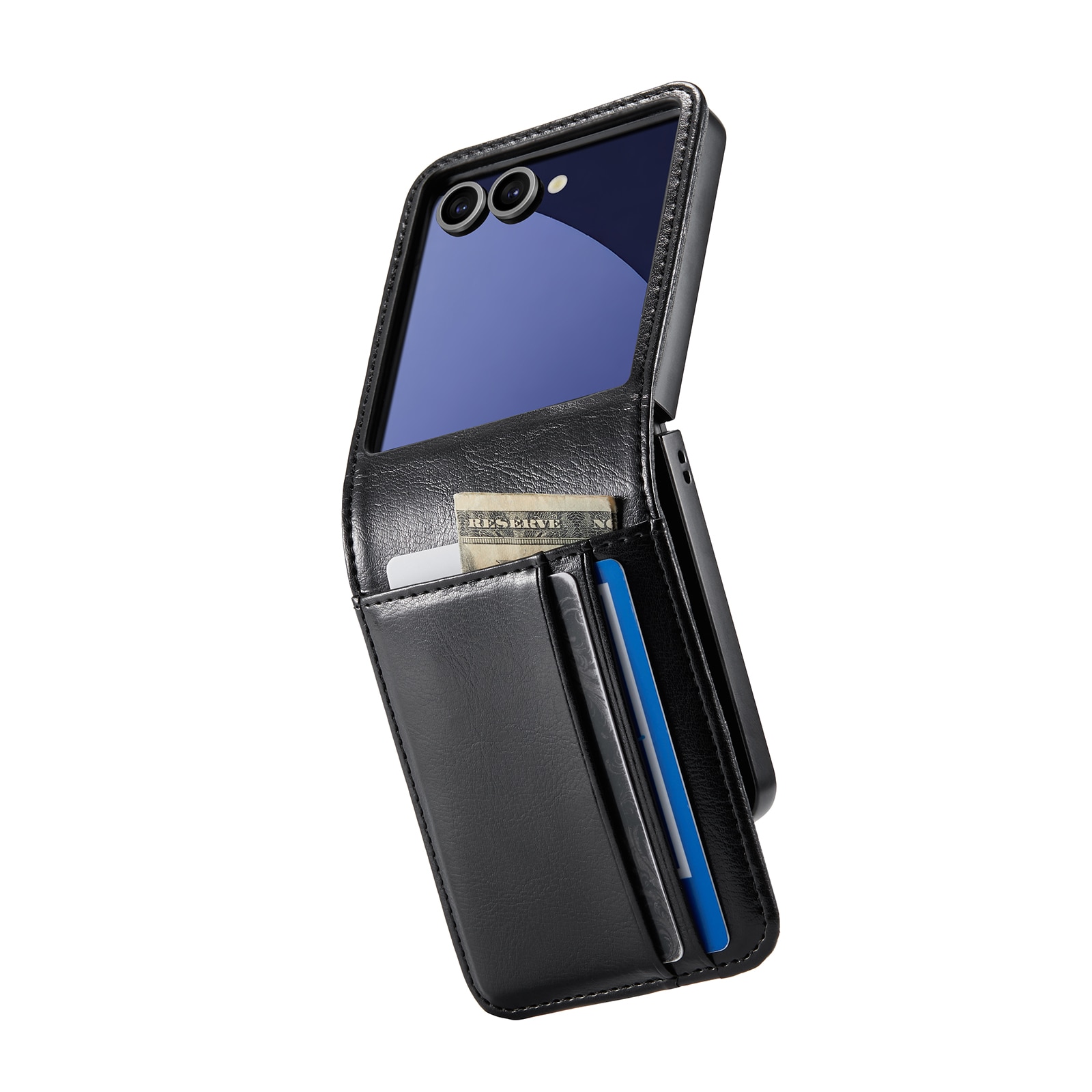 Samsung Galaxy Z Flip 7 Echt lederen hoesje Zwart