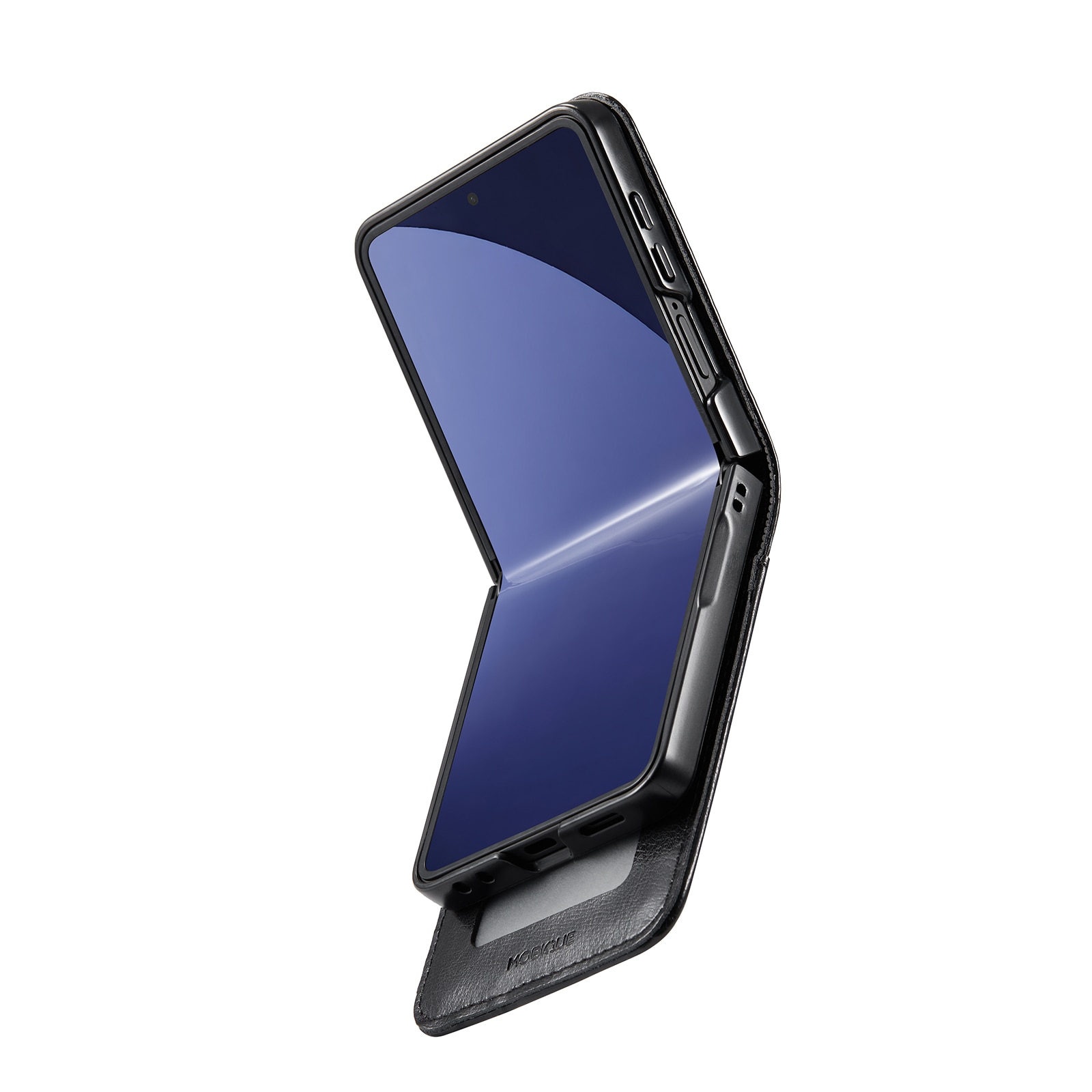 Samsung Galaxy Z Flip 7 Echt lederen hoesje Zwart