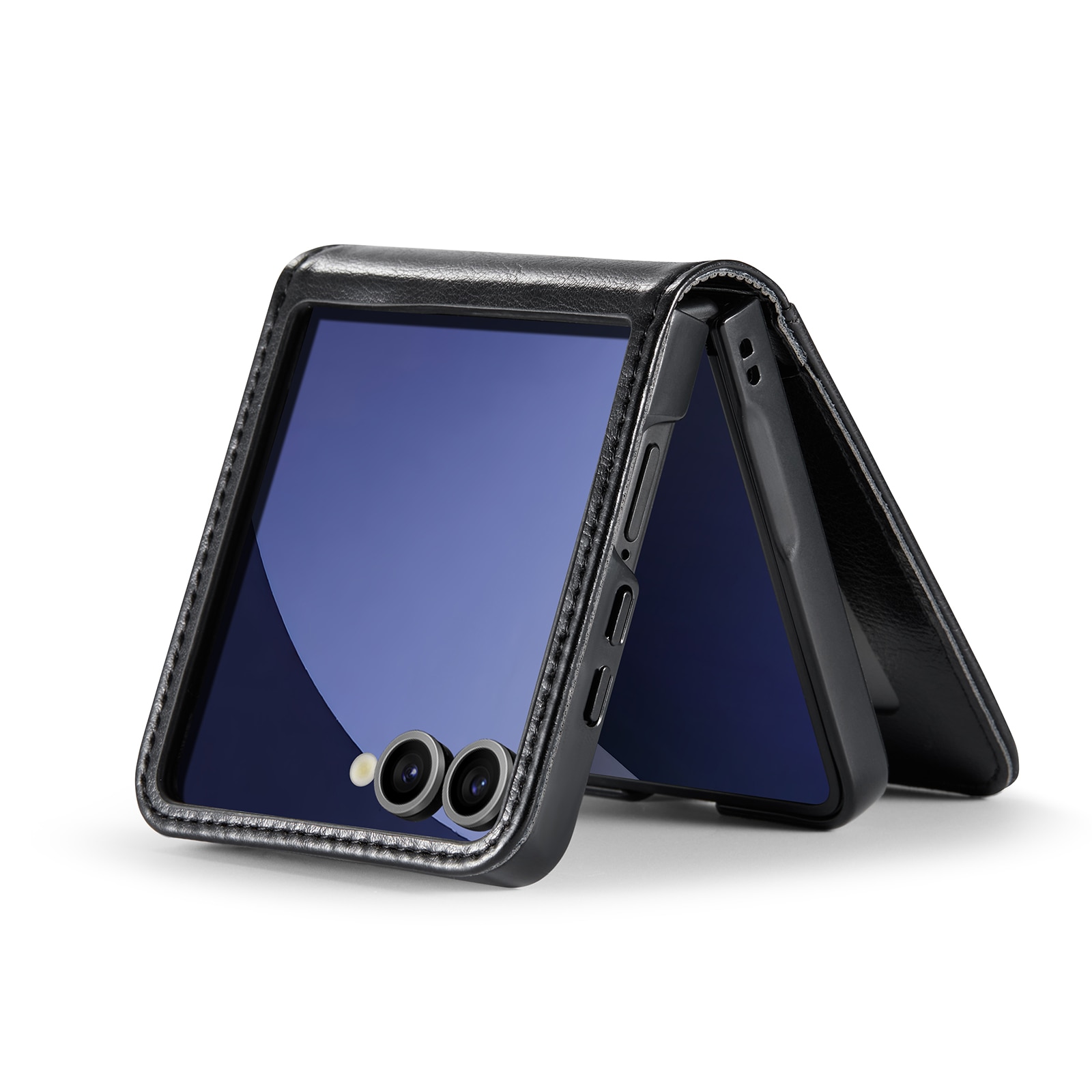 Samsung Galaxy Z Flip 7 Echt lederen hoesje Zwart