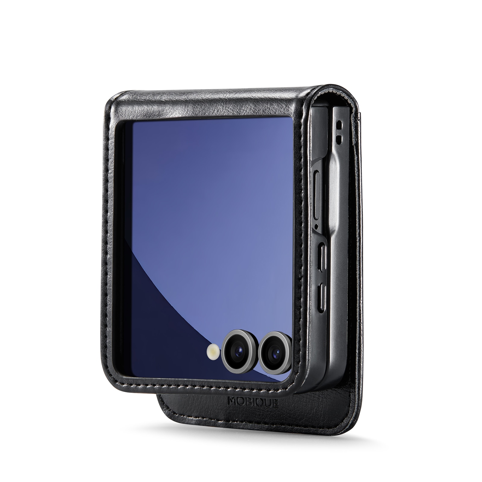 Samsung Galaxy Z Flip 7 Echt lederen hoesje Zwart