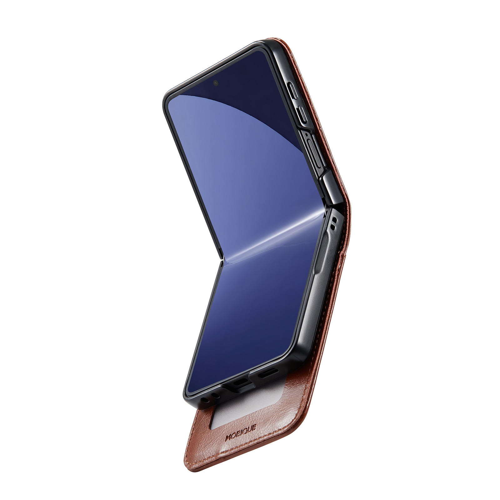 Samsung Galaxy Z Flip 7 Echt lederen hoesje Cognac