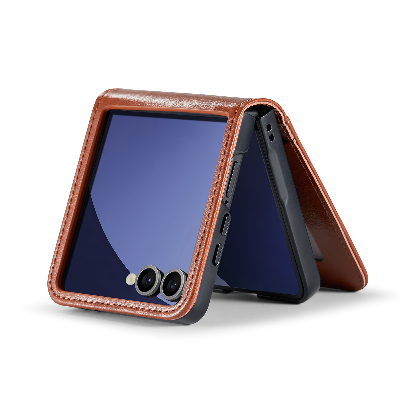 Samsung Galaxy Z Flip 7 Echt lederen hoesje Cognac