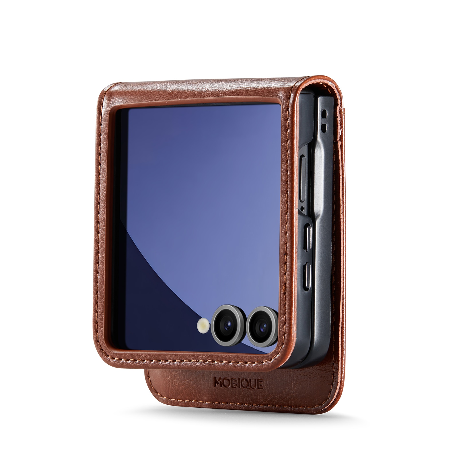 Samsung Galaxy Z Flip 7 Echt lederen hoesje Cognac