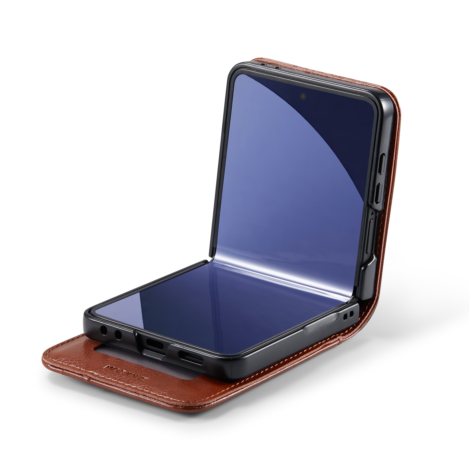 Samsung Galaxy Z Flip 7 Echt lederen hoesje Cognac
