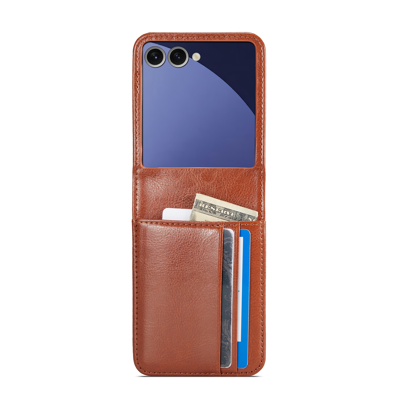 Samsung Galaxy Z Flip 7 Echt lederen hoesje Cognac