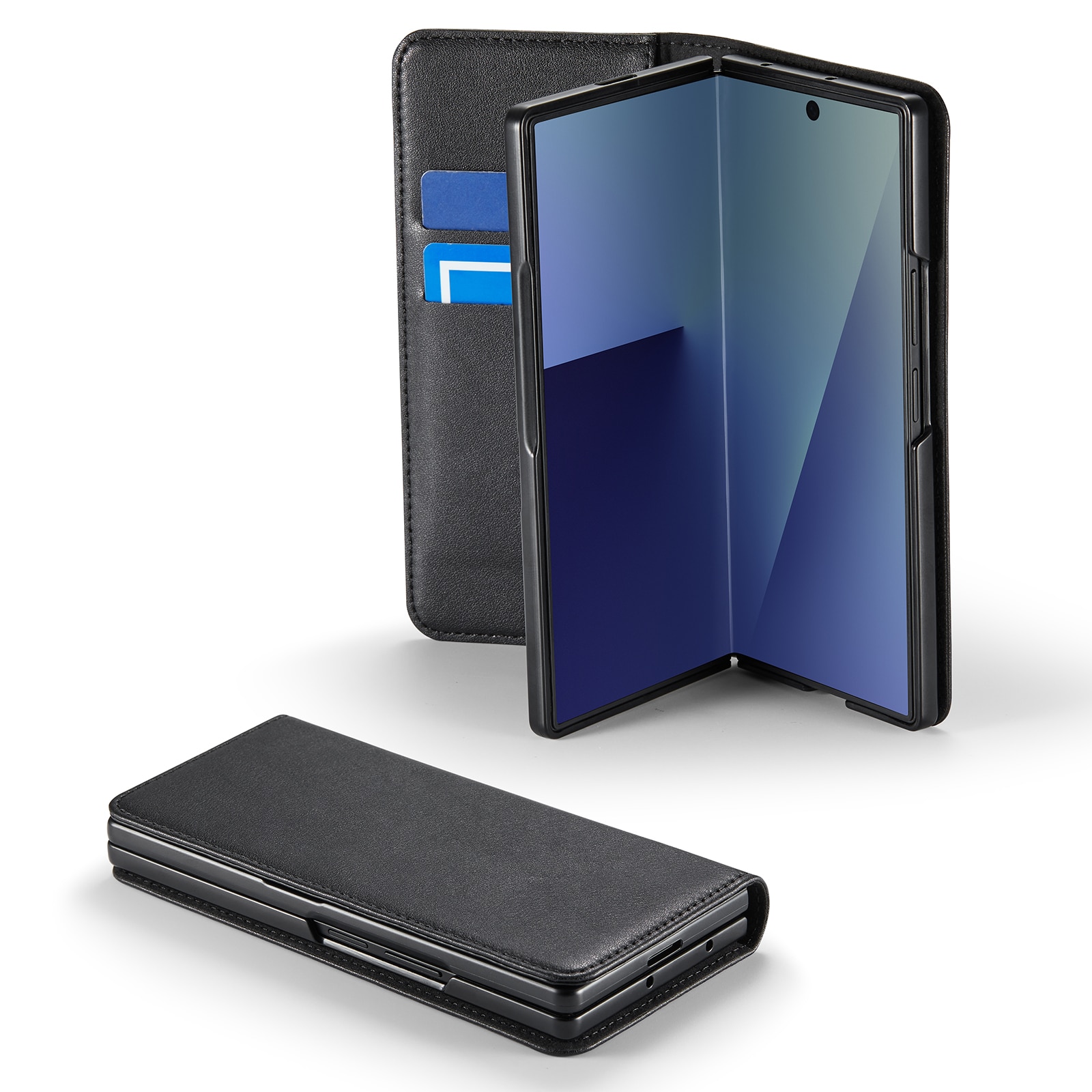 Samsung Galaxy Z Fold 7 Echt lederen hoesje Zwart