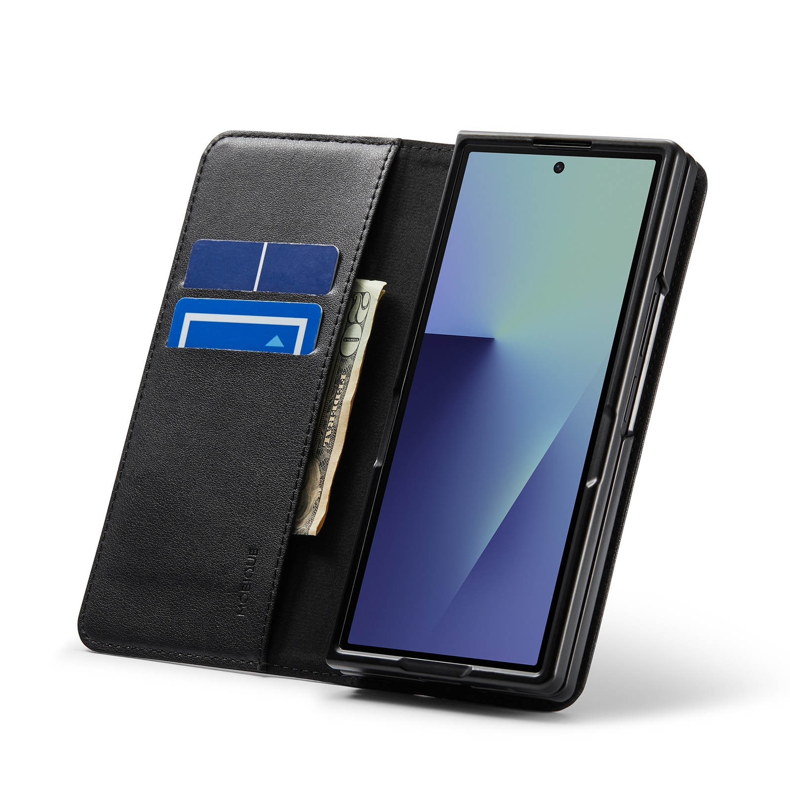 Samsung Galaxy Z Fold 7 Echt lederen hoesje Zwart
