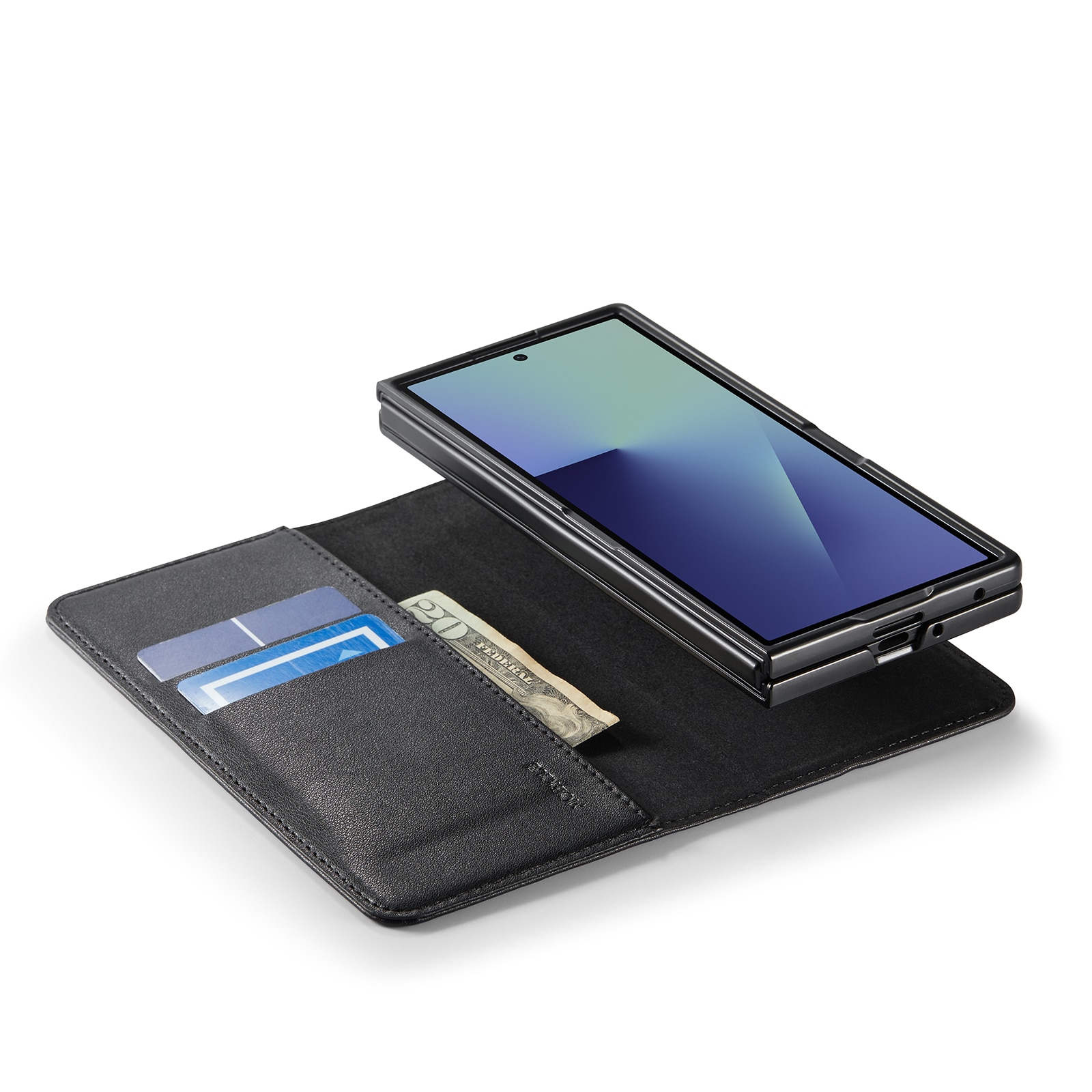 Samsung Galaxy Z Fold 7 Echt lederen hoesje Zwart