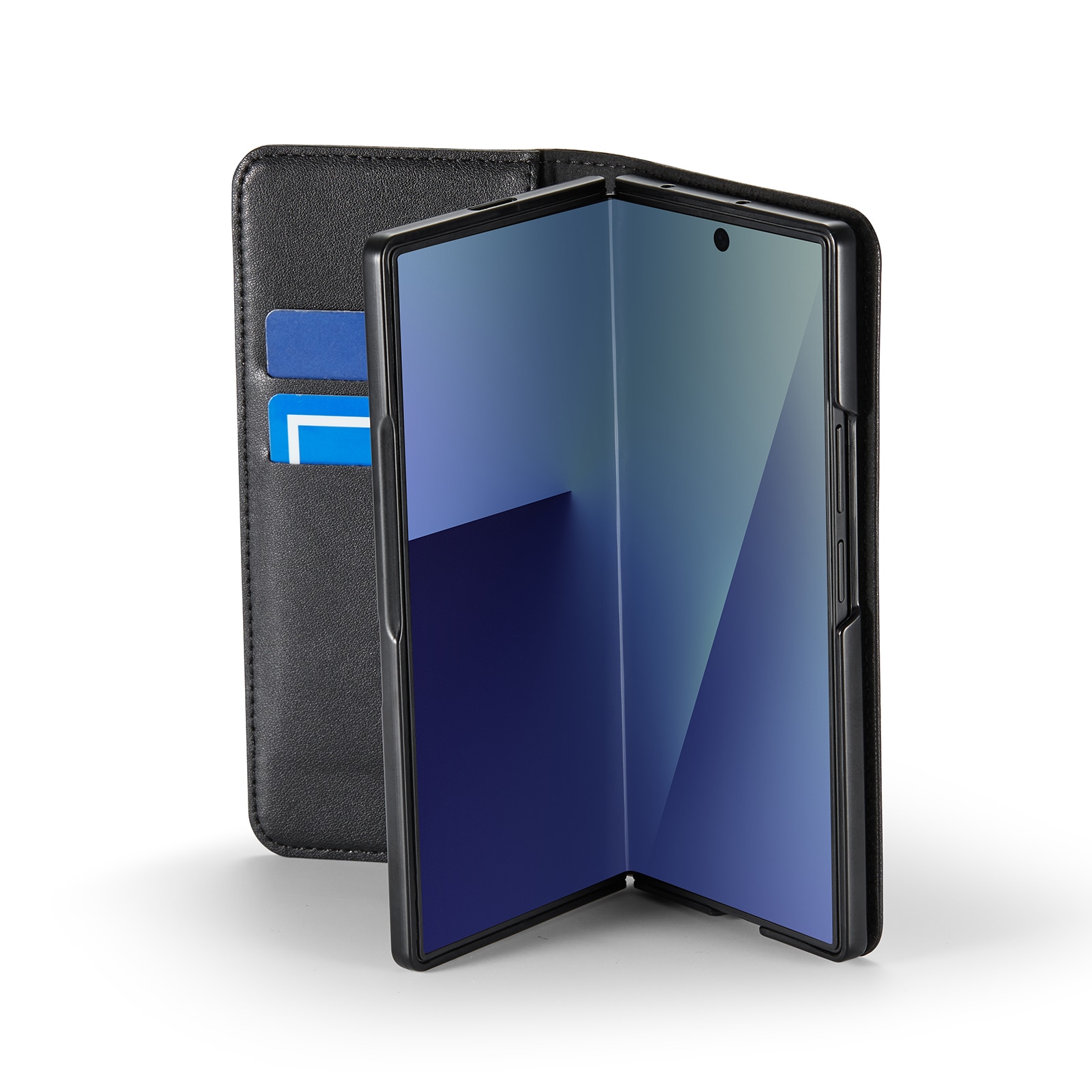 Samsung Galaxy Z Fold 7 Echt lederen hoesje Zwart