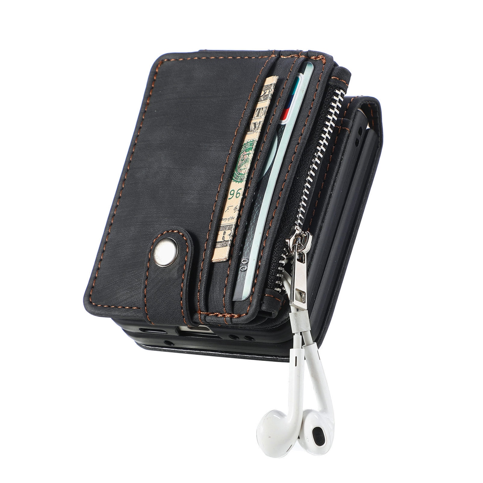 Samsung Galaxy Z Flip 7 Bookcover hoesje Multi-Slot Rits Zwart