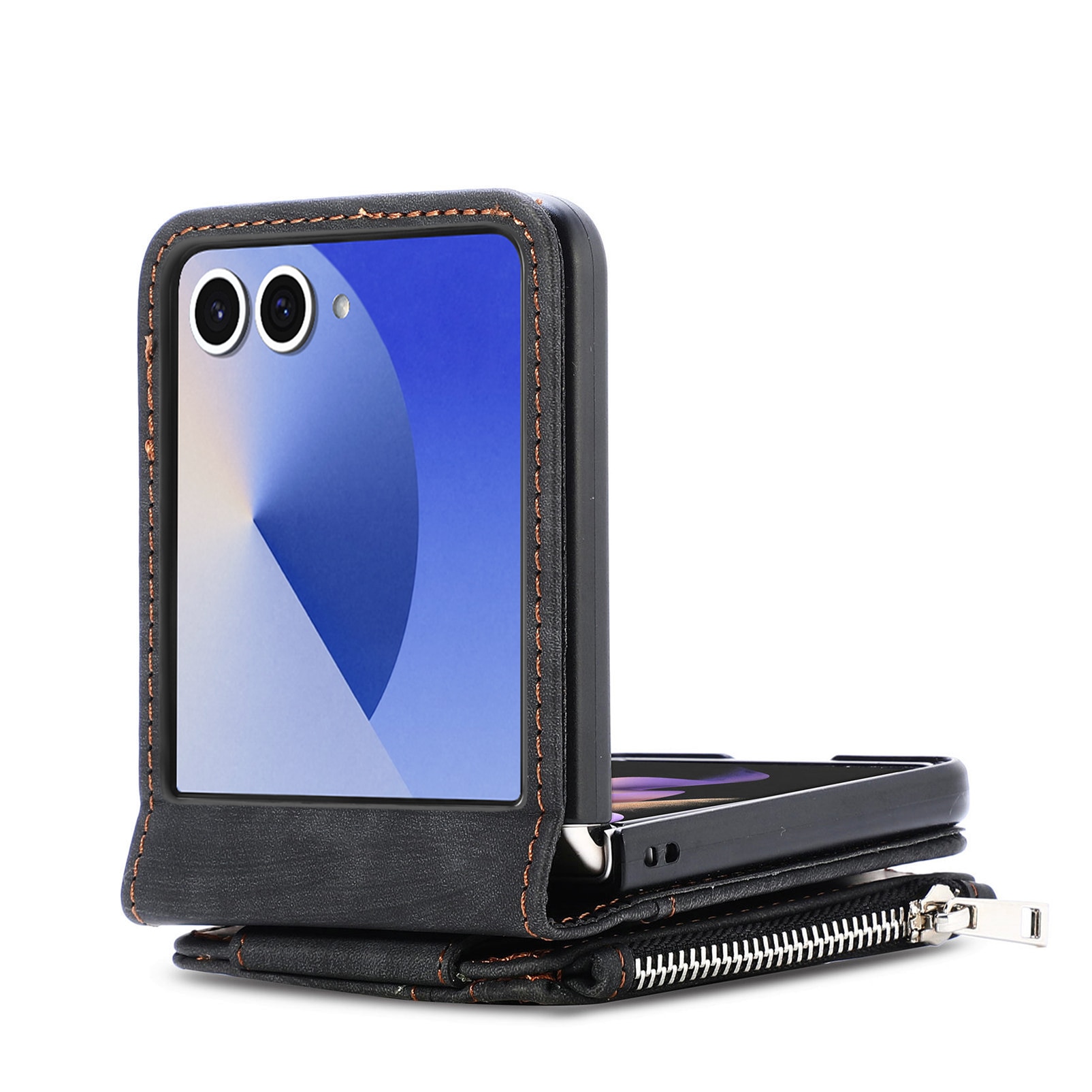 Samsung Galaxy Z Flip 7 Bookcover hoesje Multi-Slot Rits Zwart