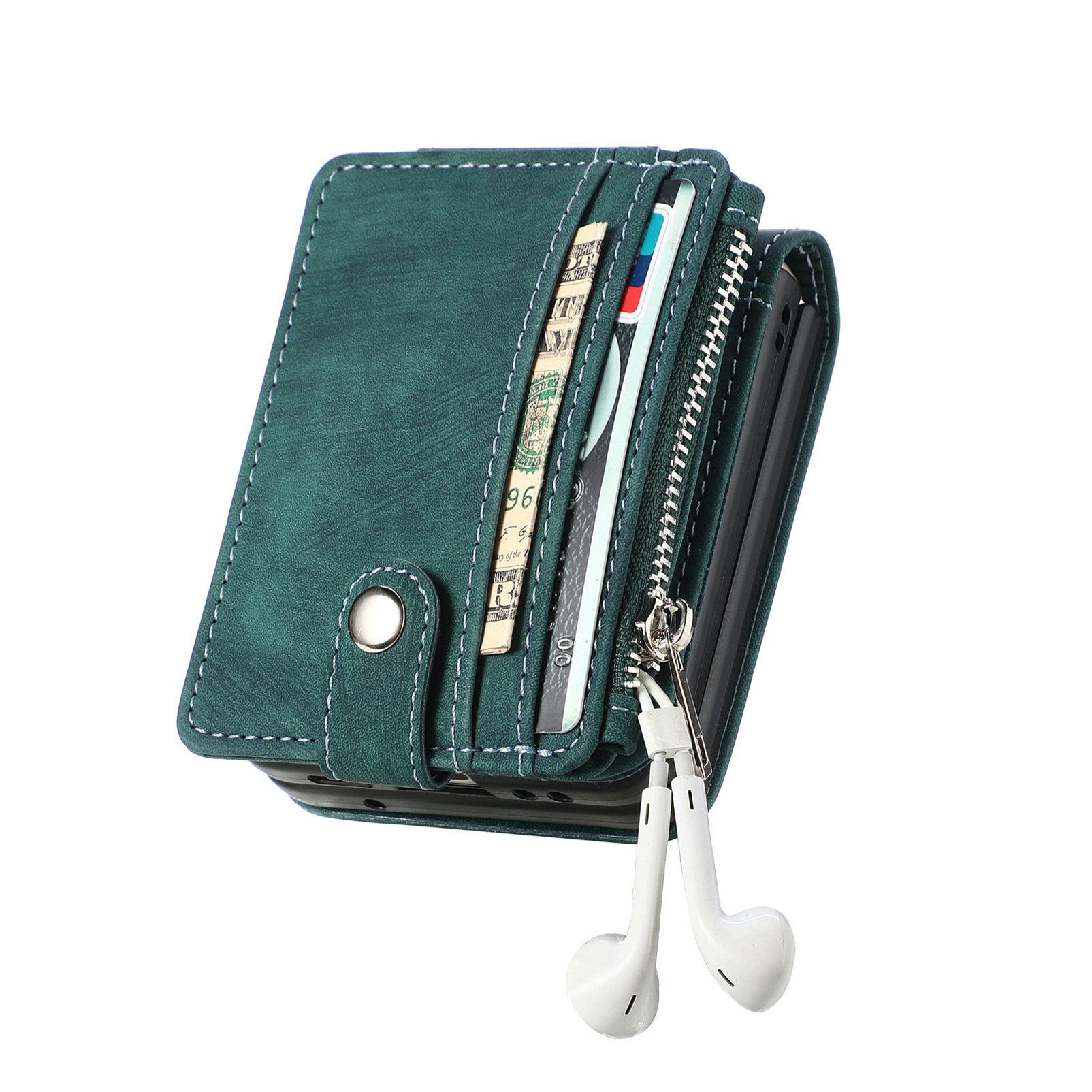 Samsung Galaxy Z Flip 7 Bookcover hoesje Multi-Slot Rits Groen