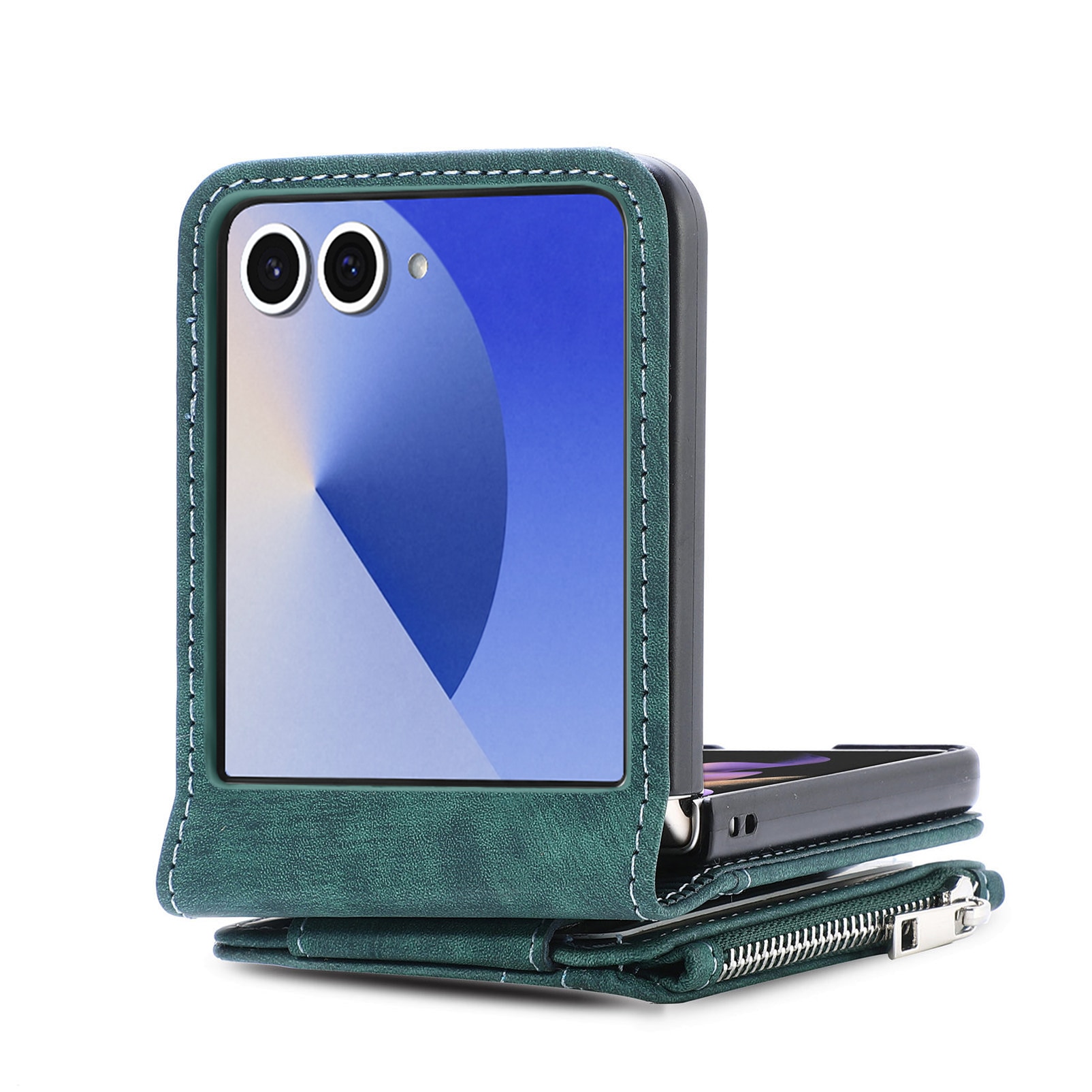 Samsung Galaxy Z Flip 7 Bookcover hoesje Multi-Slot Rits Groen