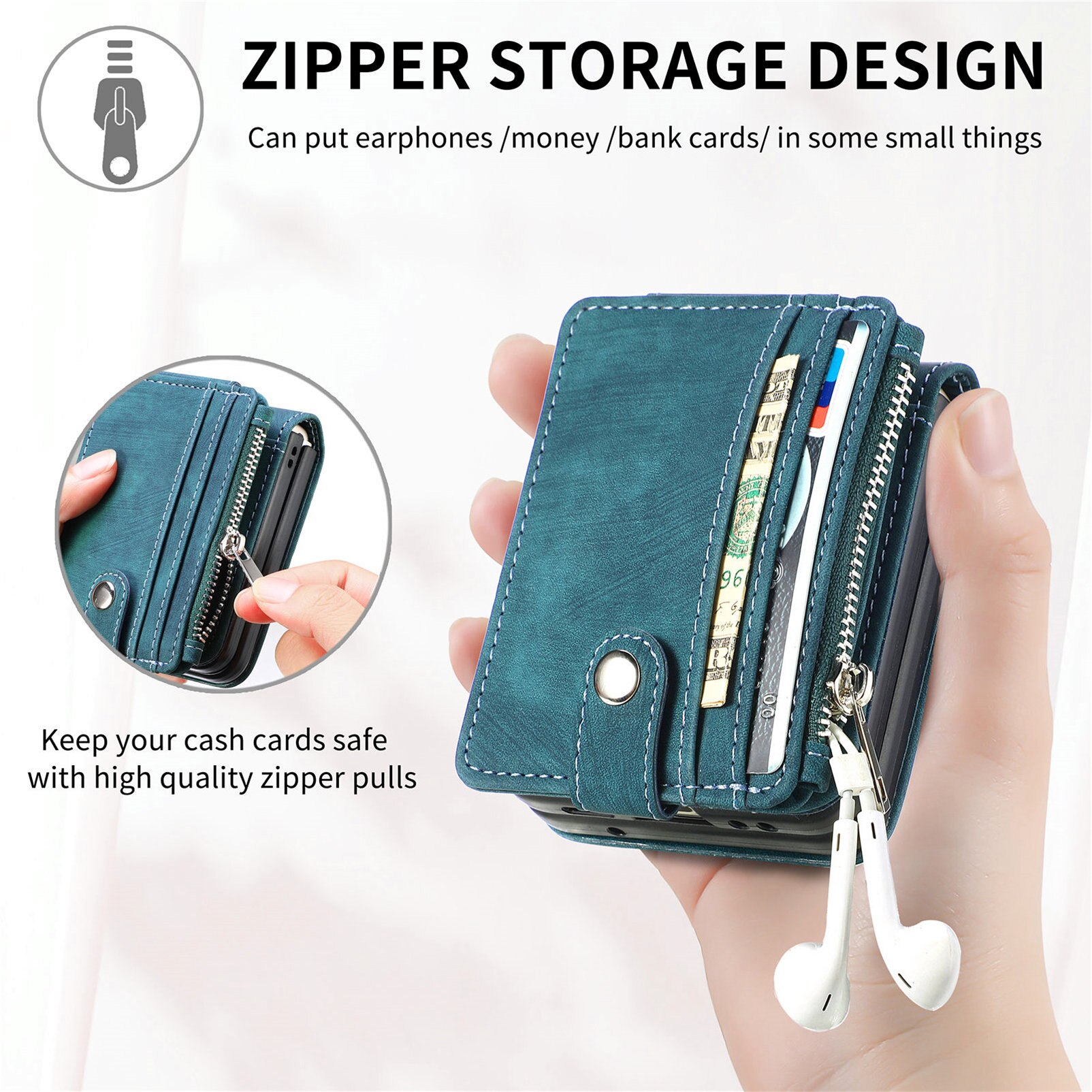 Samsung Galaxy Z Flip 7 Bookcover hoesje Multi-Slot Rits Groen