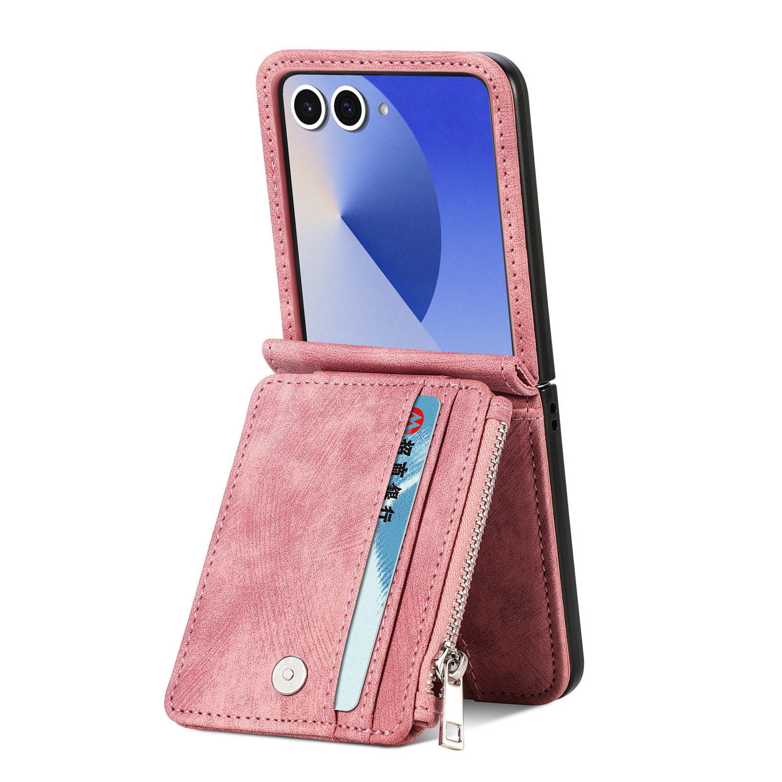 Samsung Galaxy Z Flip 7 Bookcover hoesje Multi-Slot Rits Roze