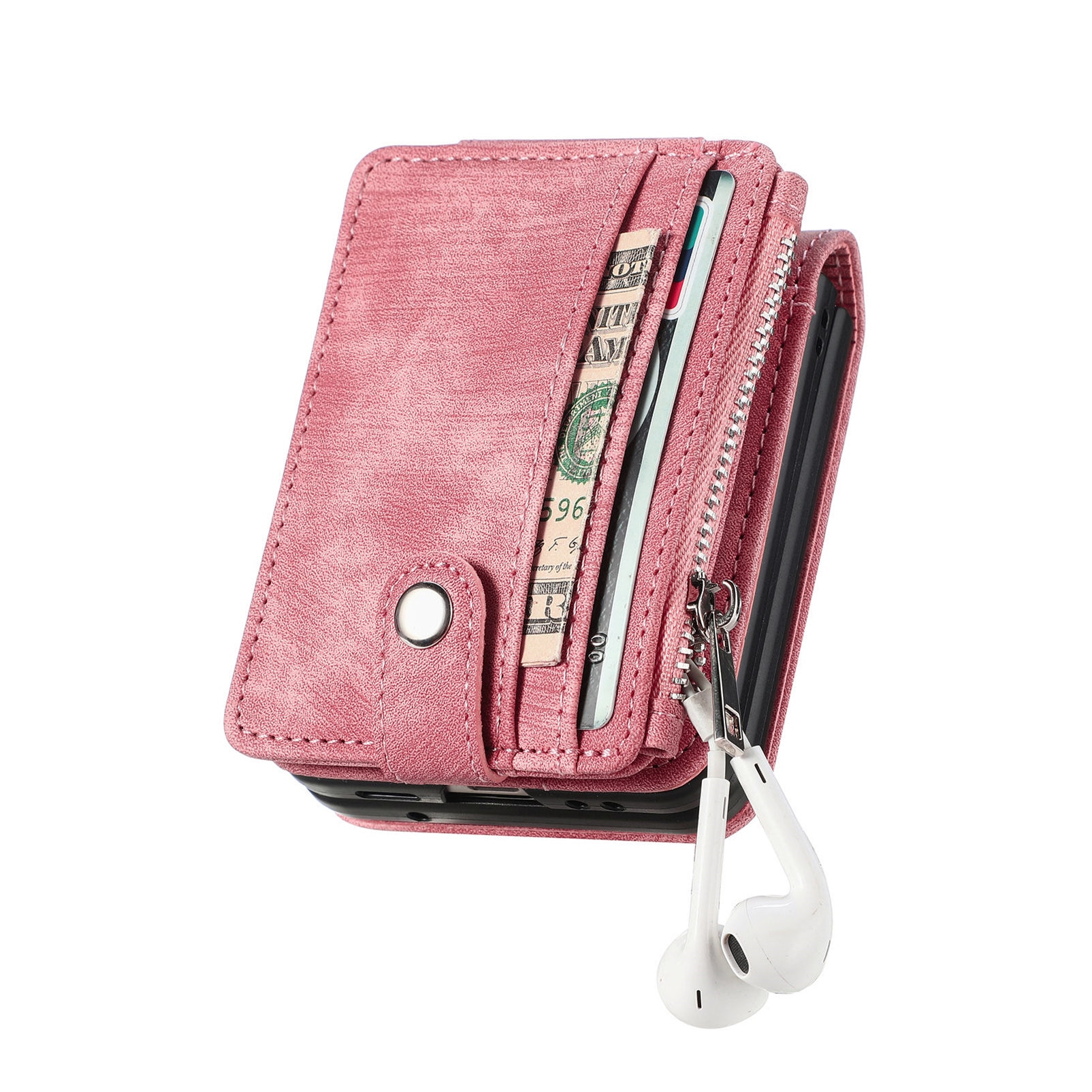 Samsung Galaxy Z Flip 7 Bookcover hoesje Multi-Slot Rits Roze