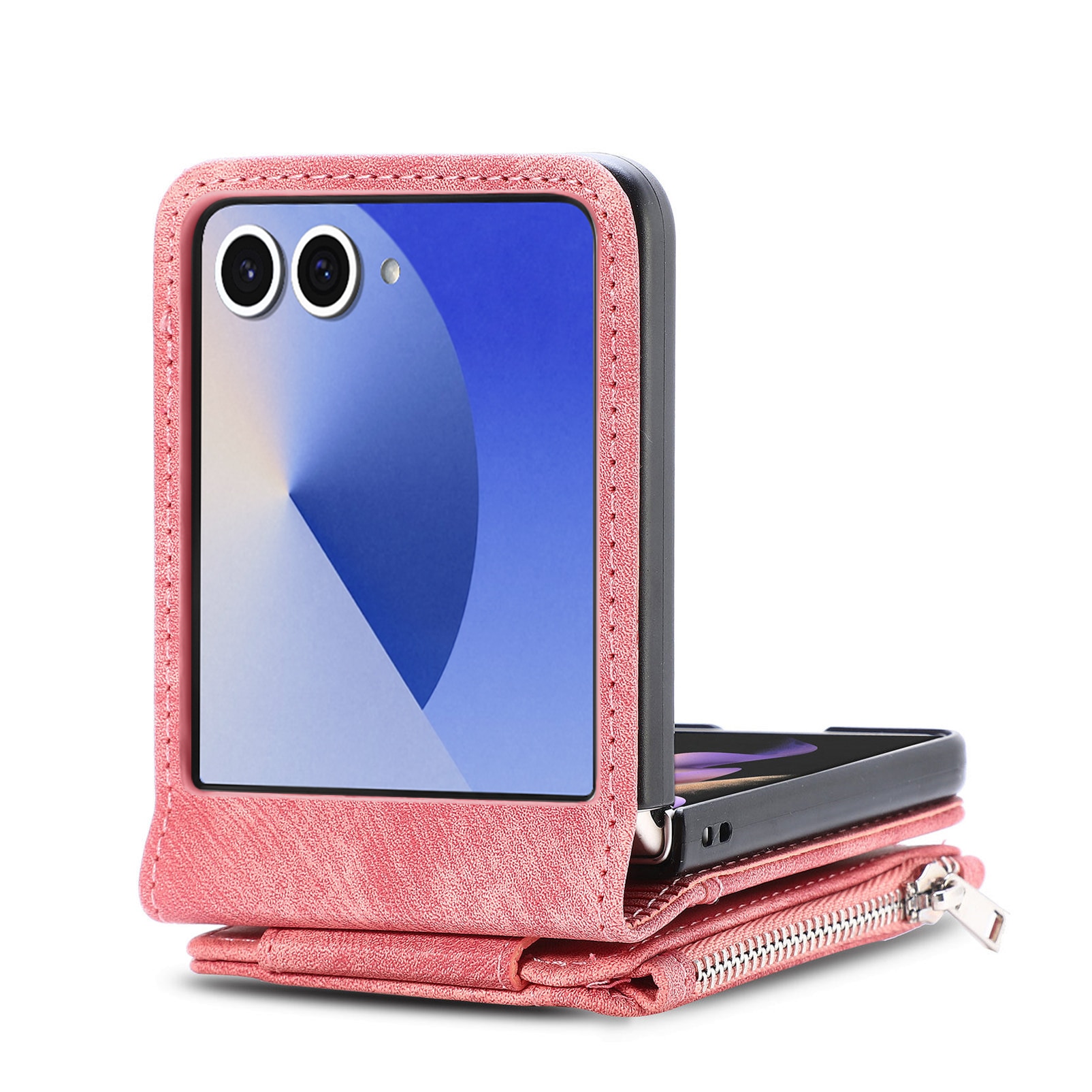 Samsung Galaxy Z Flip 7 Bookcover hoesje Multi-Slot Rits Roze