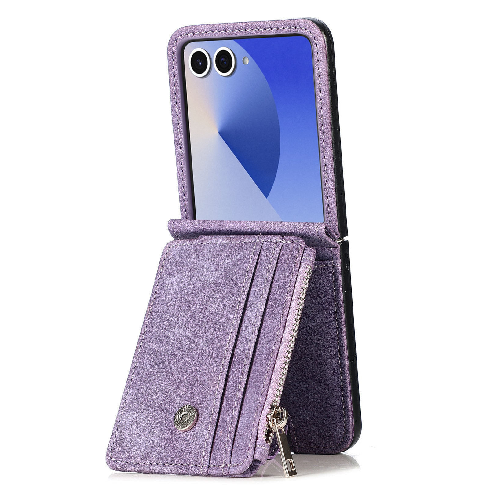 Samsung Galaxy Z Flip 7 Bookcover hoesje Multi-Slot Rits Paars
