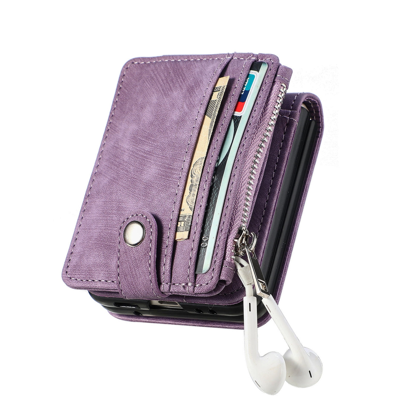 Samsung Galaxy Z Flip 7 Bookcover hoesje Multi-Slot Rits Paars