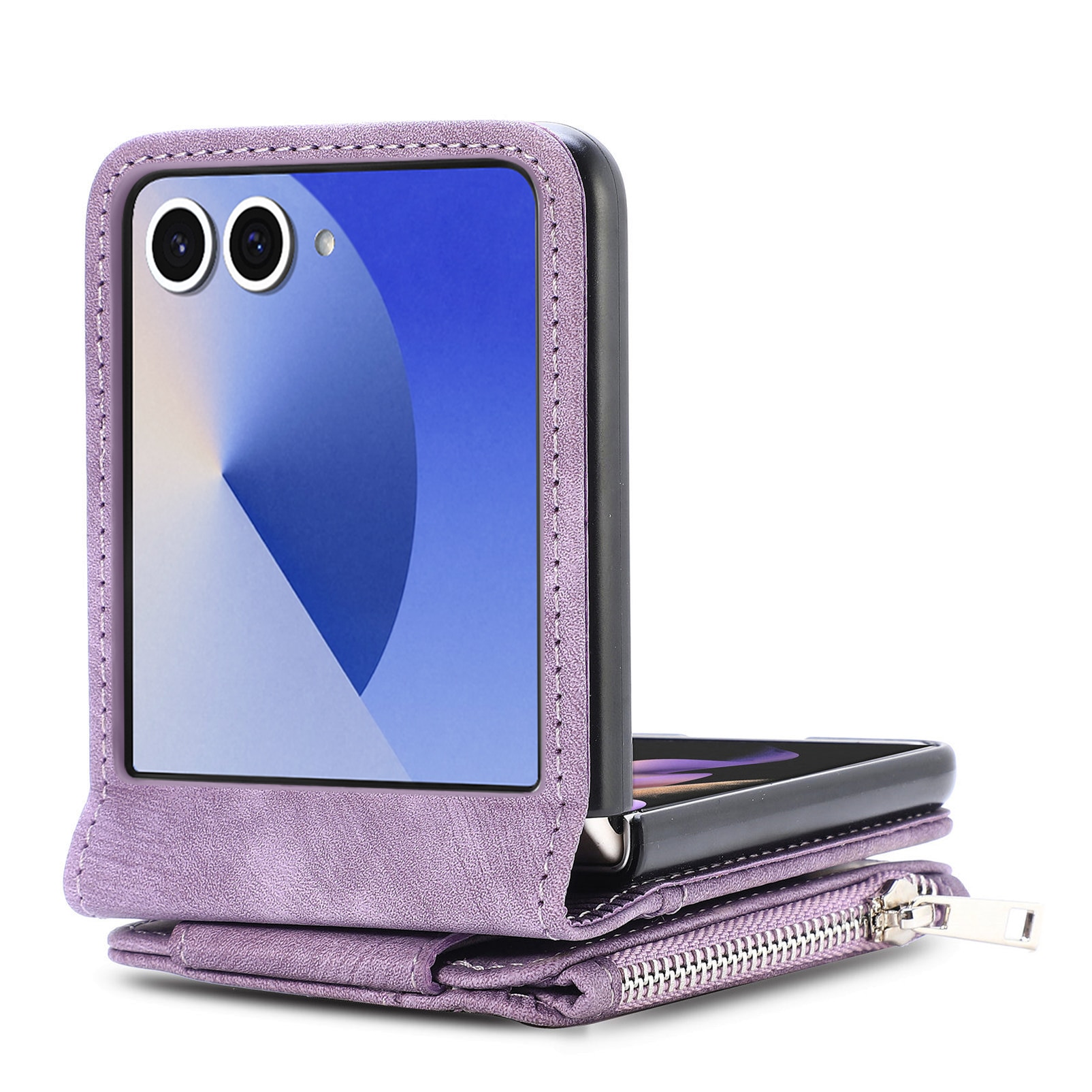 Samsung Galaxy Z Flip 7 Bookcover hoesje Multi-Slot Rits Paars