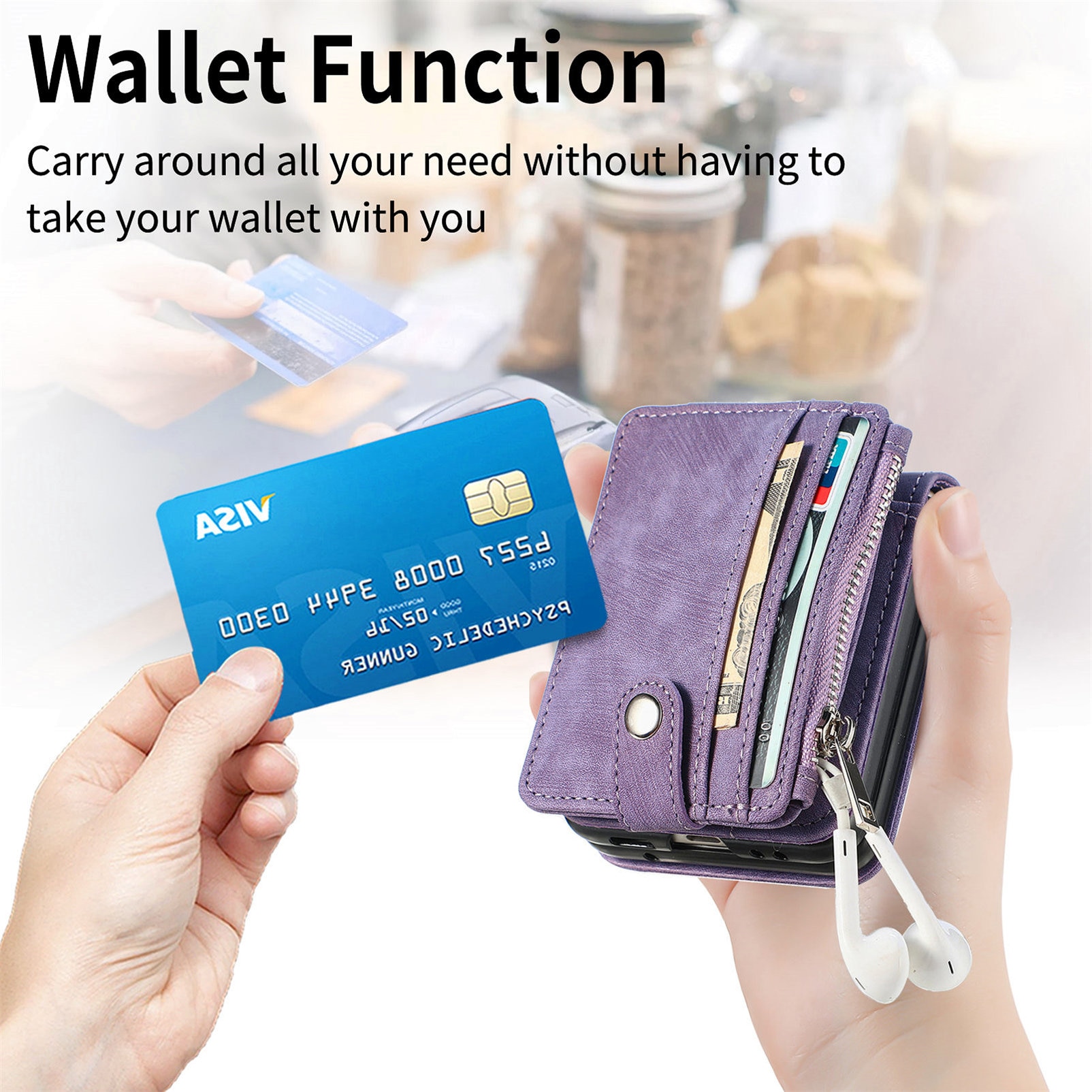 Samsung Galaxy Z Flip 7 Bookcover hoesje Multi-Slot Rits Paars