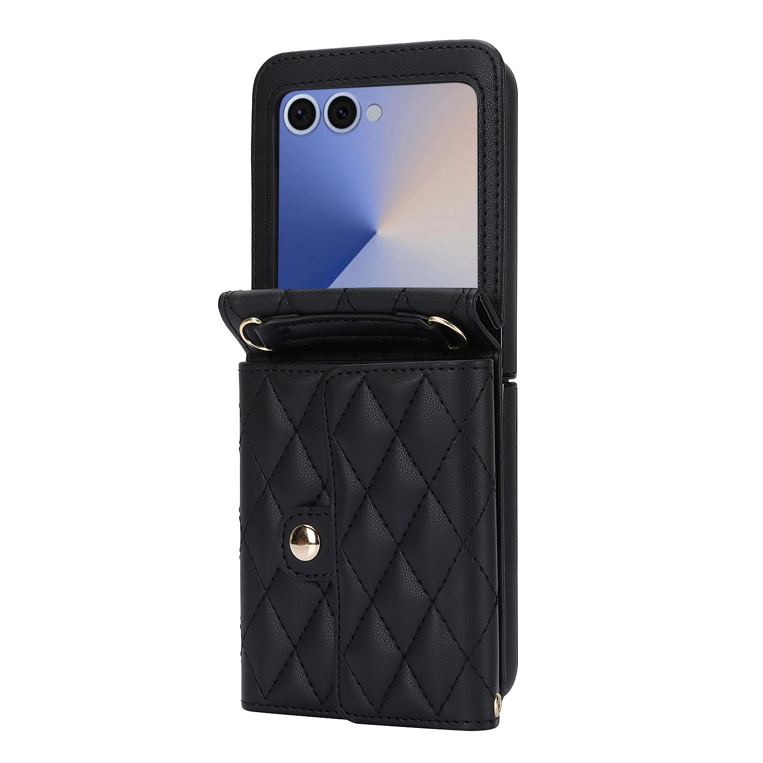 Samsung Galaxy Z Flip 7 RFID blocking Portemonnee tas Quilted Zwart