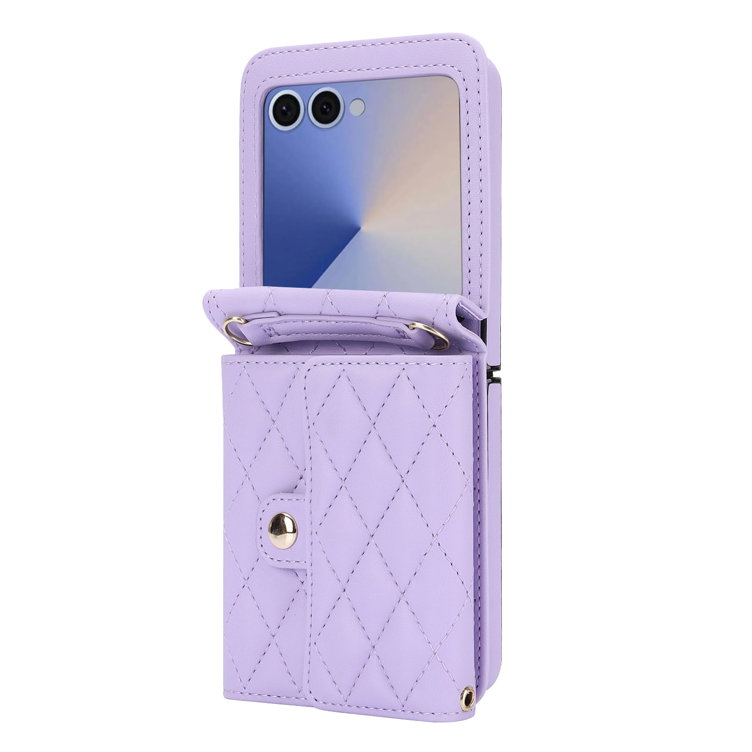 Samsung Galaxy Z Flip 7 RFID blocking Portemonnee tas Quilted Paars