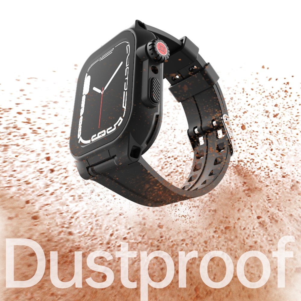 Apple Watch 45mm Series 9 Waterdicht hoesje + Siliconen bandje zwart