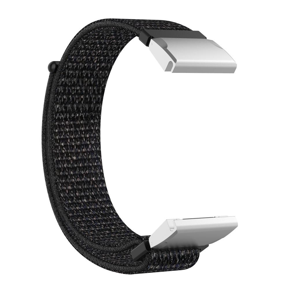 Garmin Fenix 5/5 Plus/6/6 Pro/7 Nylon bandje zwart/zilver