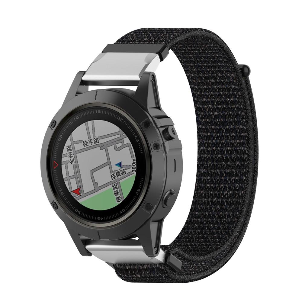 Garmin Fenix 5X/5X Plus/6X/6X Pro/7X Nylon bandje zwart/zilver