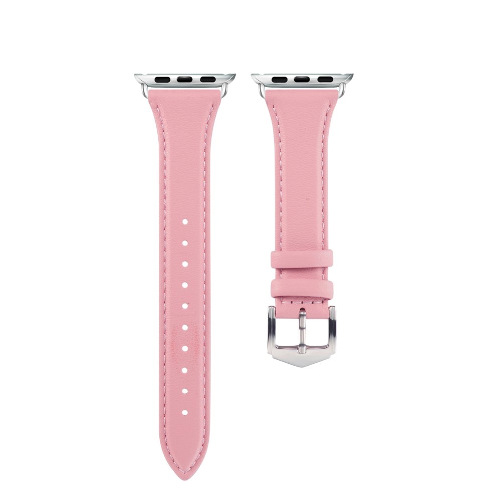 Apple Watch 45mm Series 7 Slim Leren bandje roze