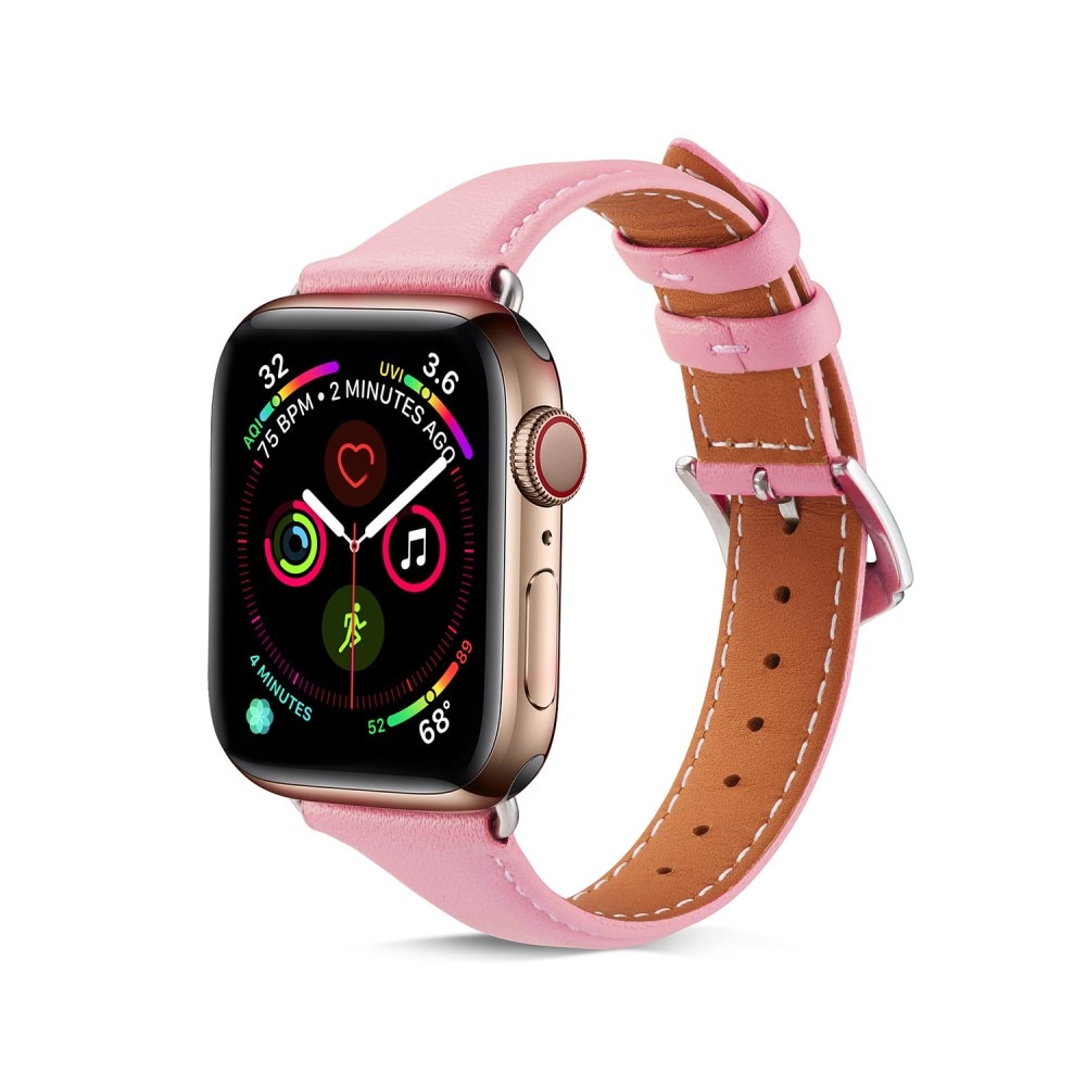 Apple Watch 45mm Series 7 Slim Leren bandje roze
