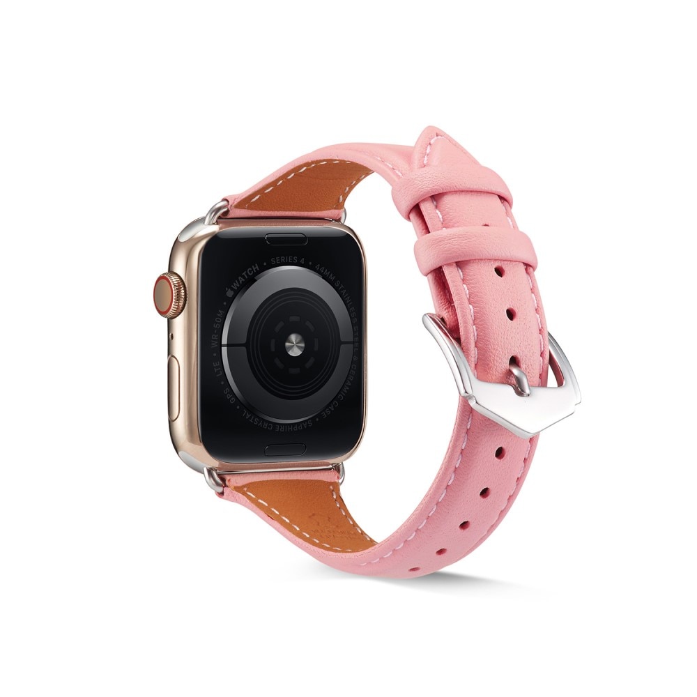Apple Watch 45mm Series 7 Slim Leren bandje roze