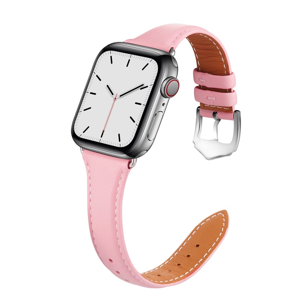 Apple Watch 45mm Series 7 Slim Leren bandje roze