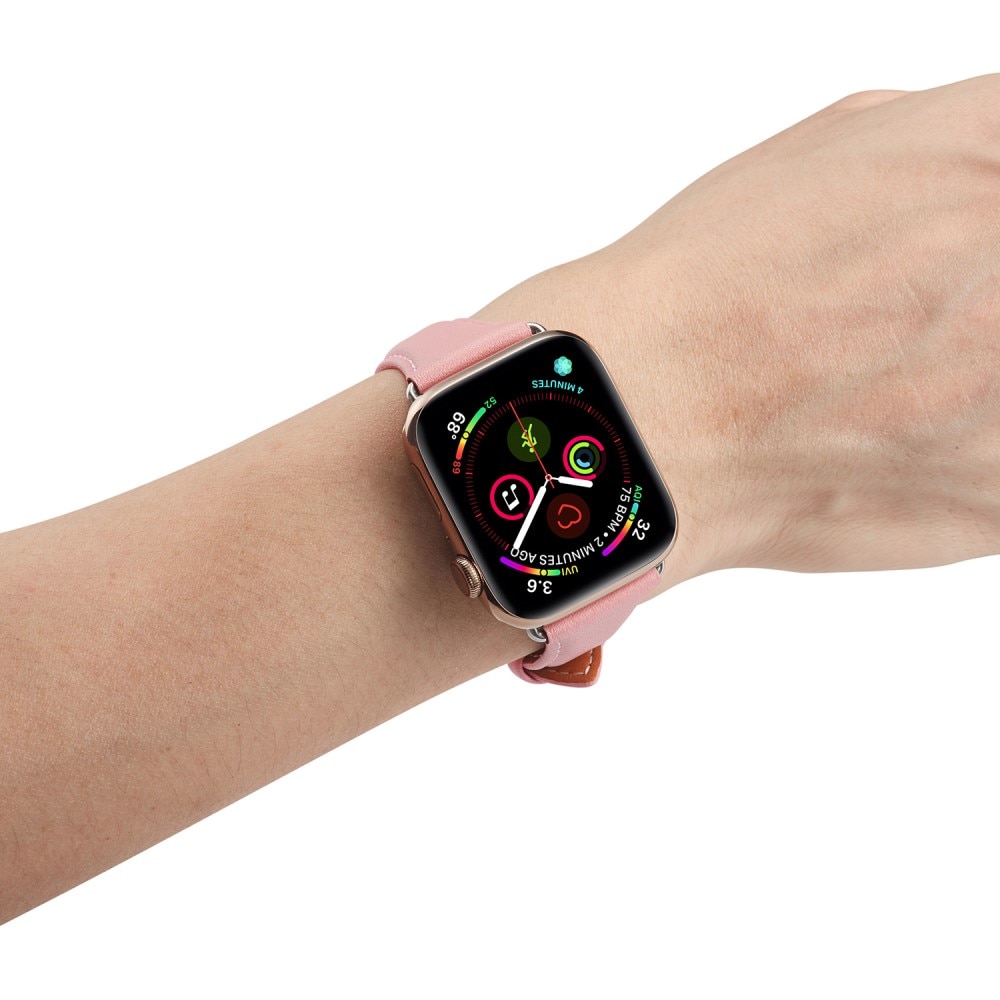 Apple Watch 45mm Series 7 Slim Leren bandje roze