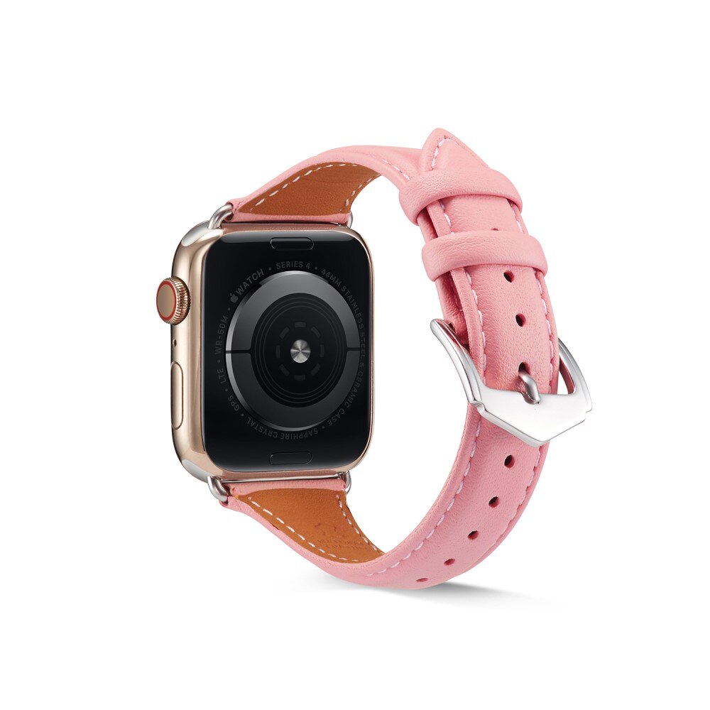 Apple Watch 45mm Series 8 Slim Leren bandje Roze