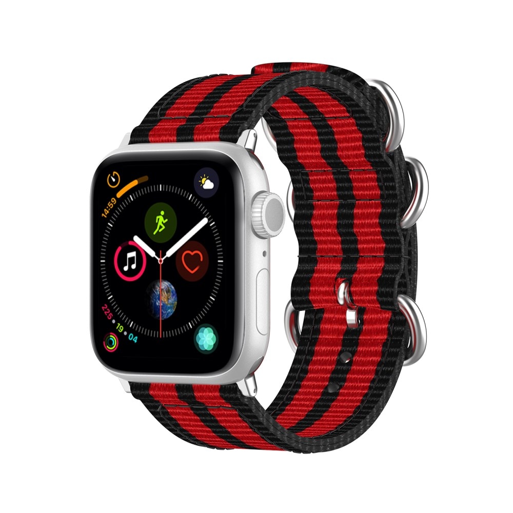 Apple Watch 45mm Series 9 Natobandje zwart/rood