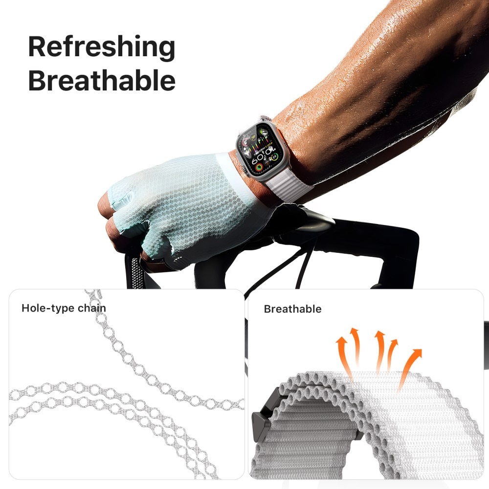 Apple Watch Series 10 46mm Active Nylon bandje Wit