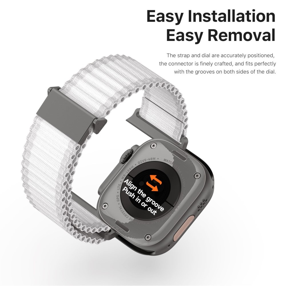 Apple Watch Series 10 46mm Active Nylon bandje Wit