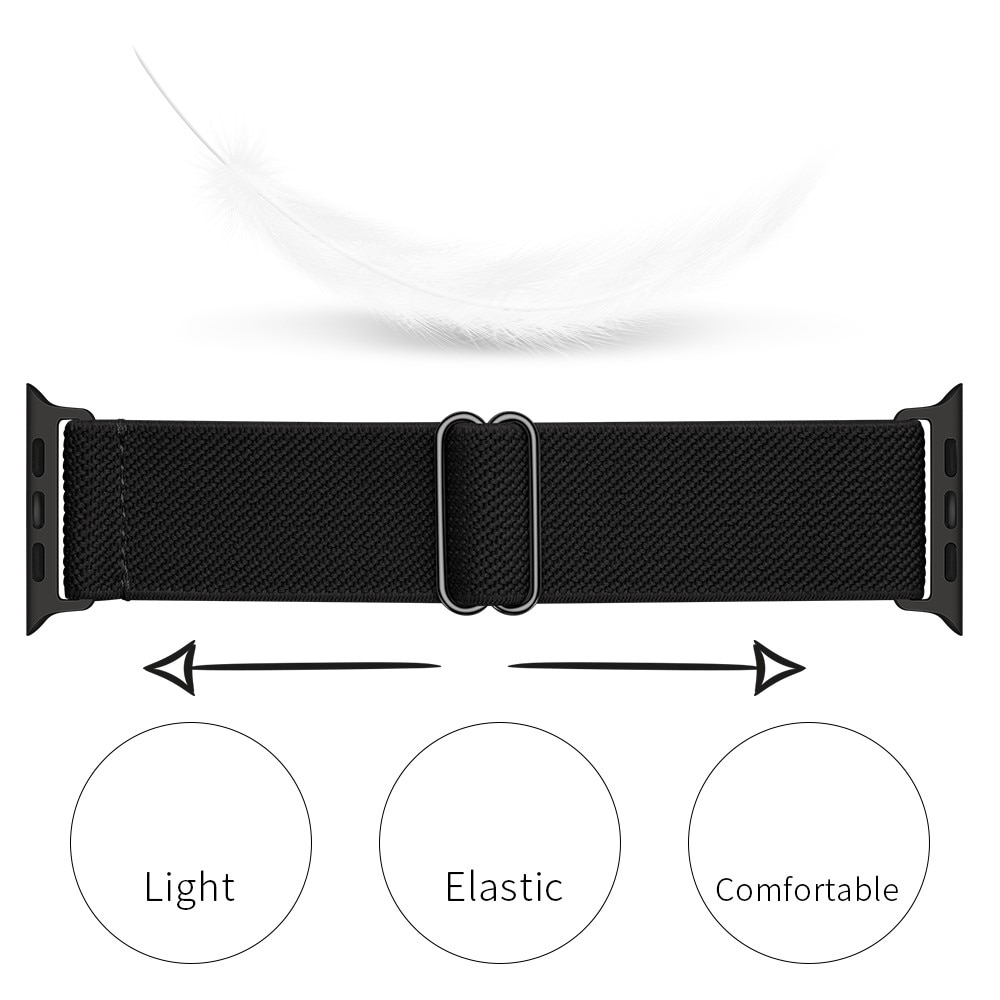 Apple Watch 41mm Series 9 Elastisch Nylon bandje zwart
