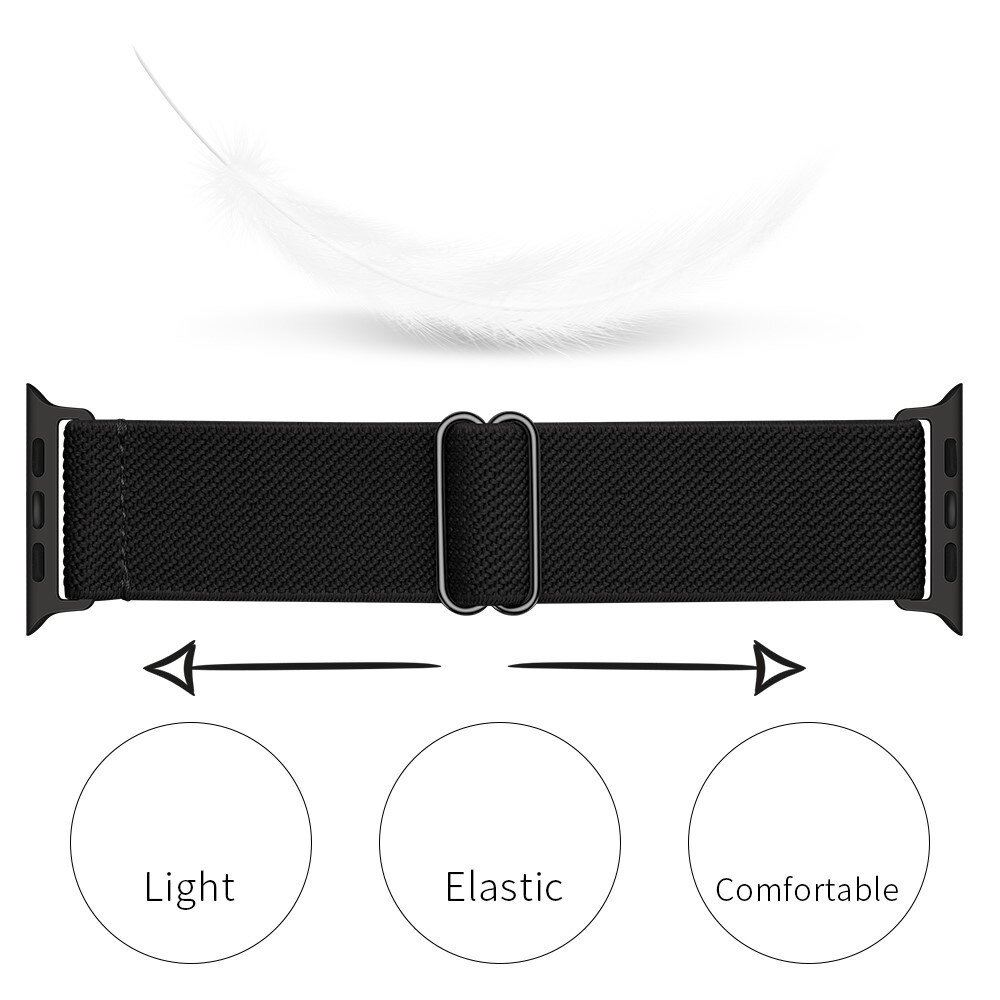 Apple Watch Series 7 41mm Elastisch Nylon bandje, Zwart