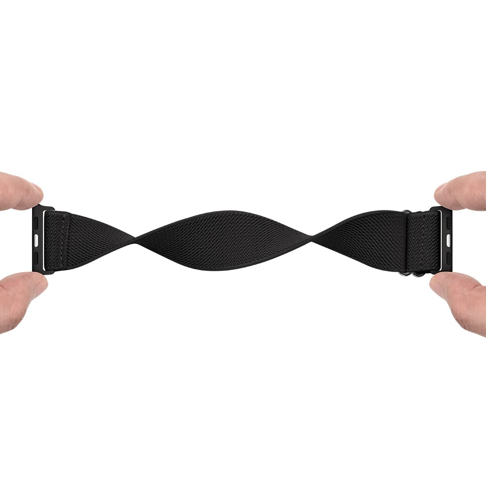 Apple Watch Series 7 41mm Elastisch Nylon bandje, Zwart