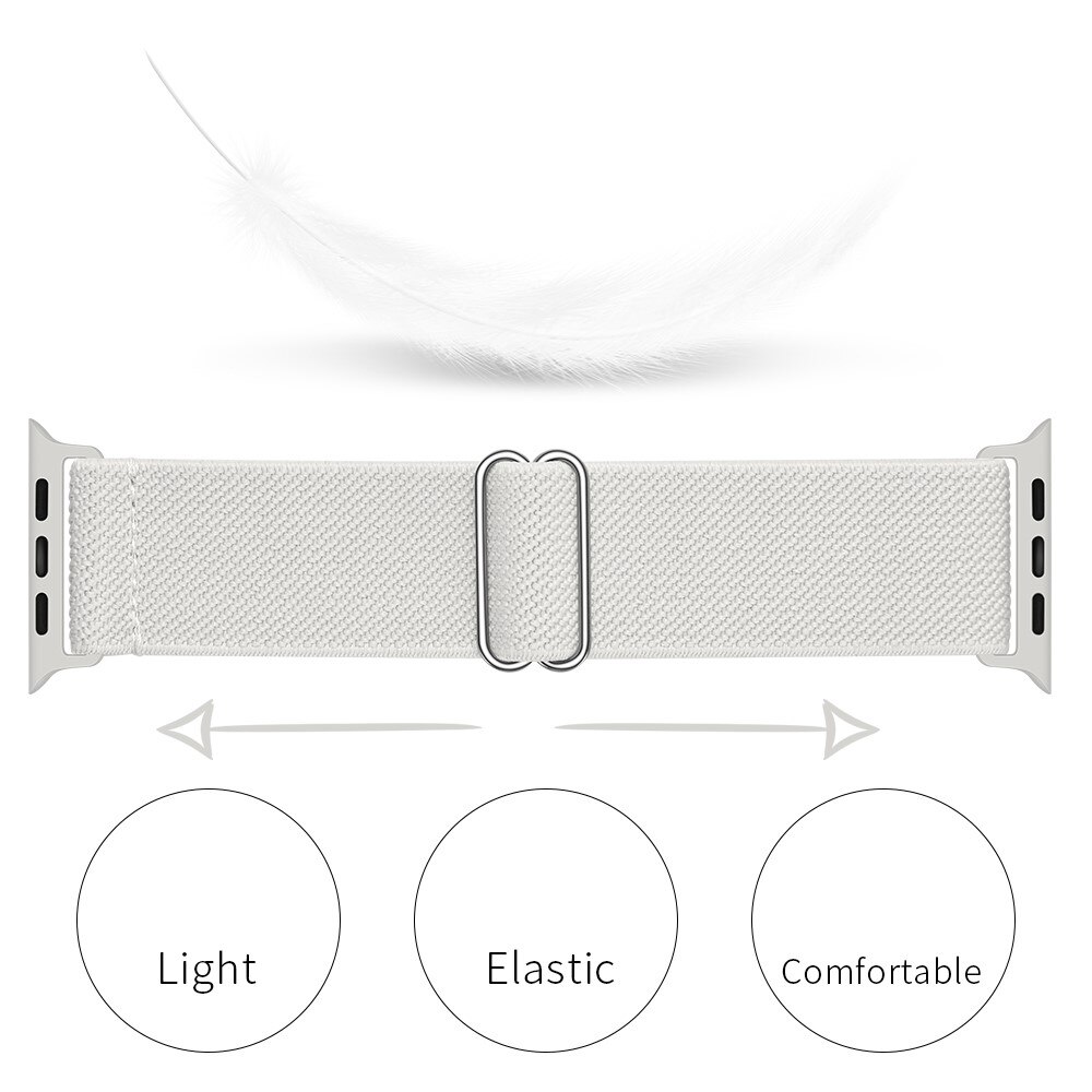 Apple Watch Series 4-6 44mm Elastisch Nylon bandje, Wit