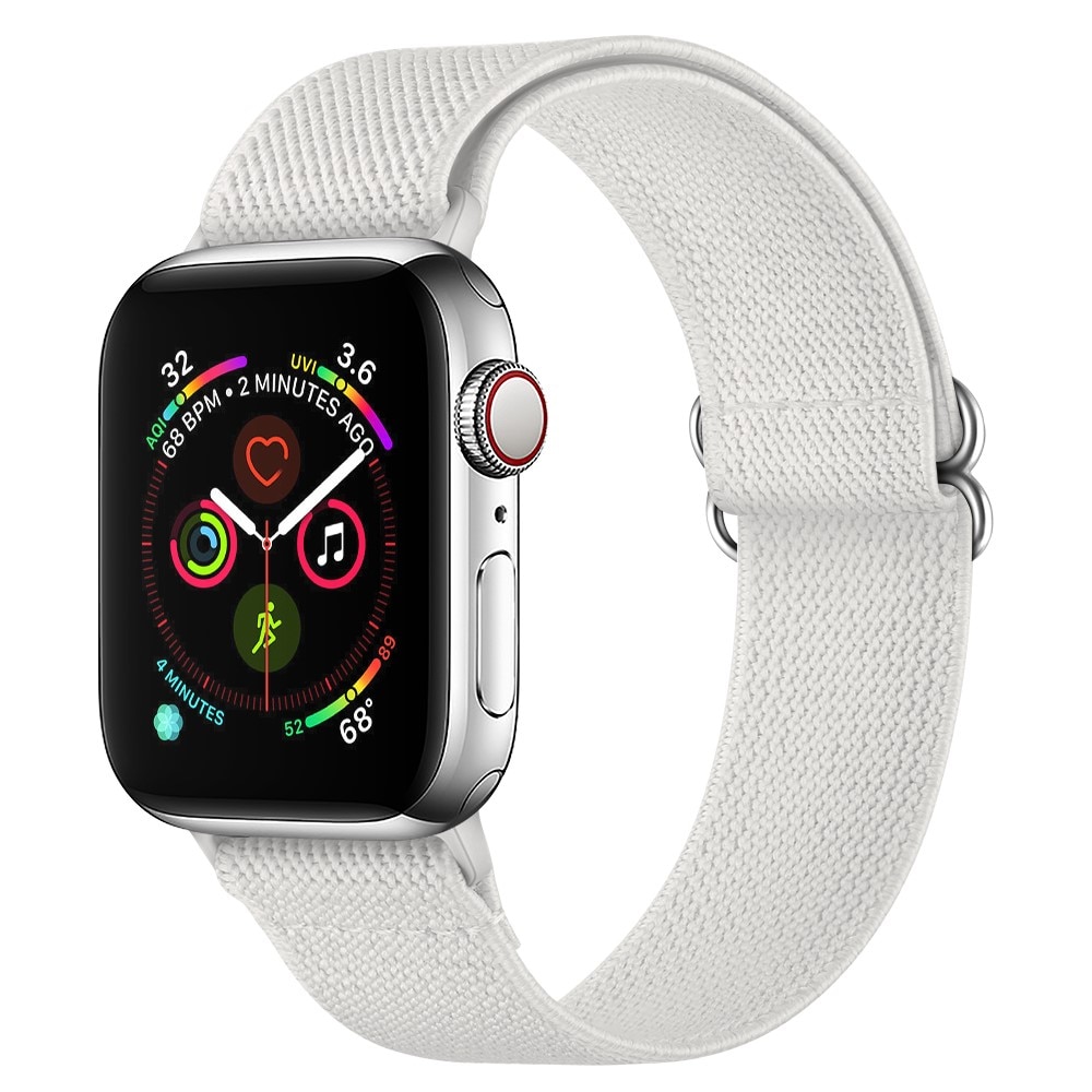 Apple Watch 45mm Series 7 Elastisch Nylon bandje wit