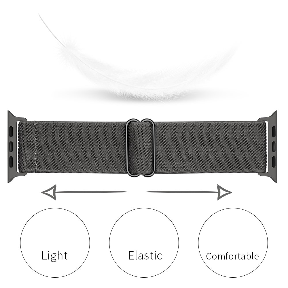 Apple Watch Series 10 46mm Elastisch Nylon bandje, Grijs