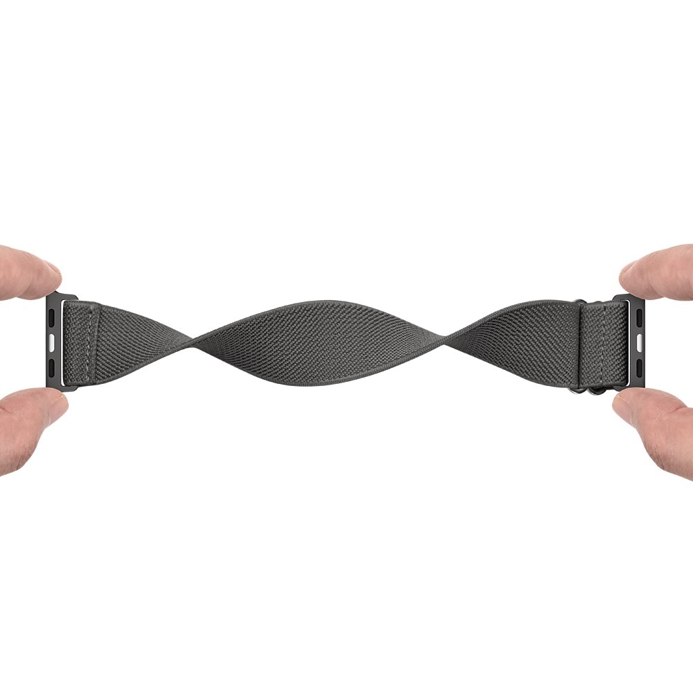 Apple Watch Series 10 46mm Elastisch Nylon bandje, Grijs