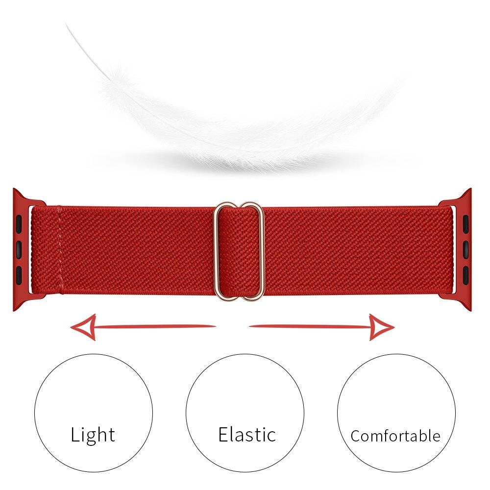 Apple Watch Series 10 46mm Elastisch Nylon bandje, Rood