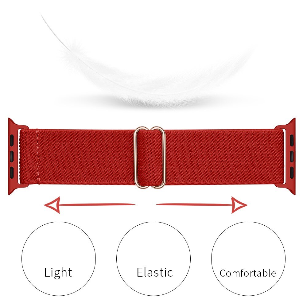 Apple Watch 45mm Series 9 Elastisch Nylon bandje rood