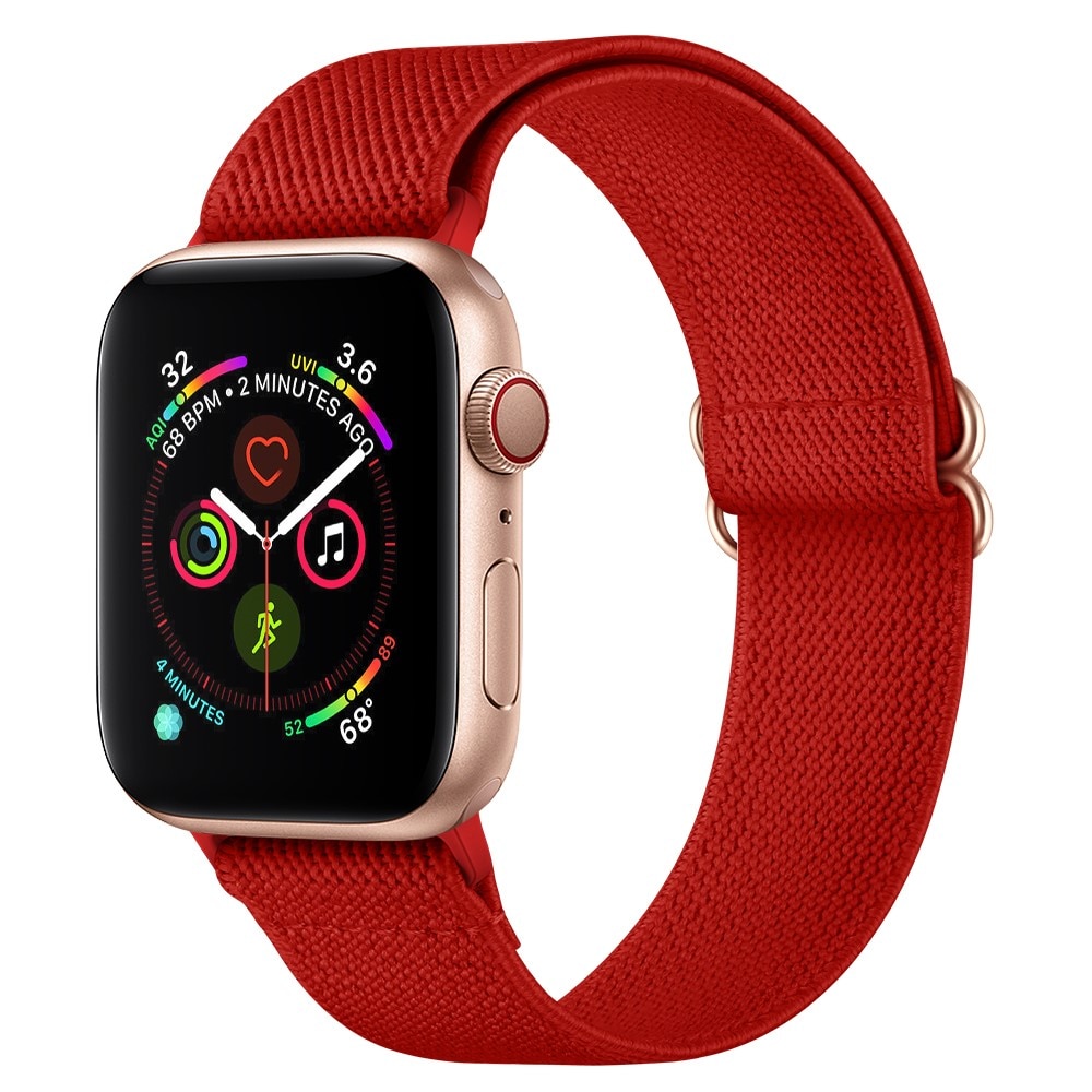 Apple Watch 45mm Series 9 Elastisch Nylon bandje rood